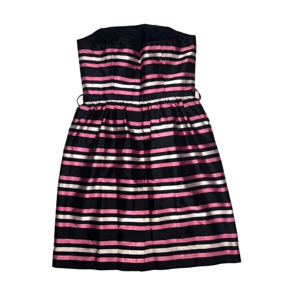 Milly New York Dress Size 6 Strapless Silk Blue Pink Striped Party Evening Glam - Picture 3 of 9